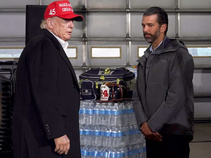 Donald Trump, who rolled back rail safety regulations and slashed environmental protections, donates Trump-branded water to East Palestine residents