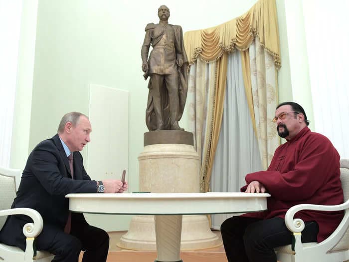 Vladimir Putin gave Steven Seagal a friendship award and praised his 'humanitarian' work