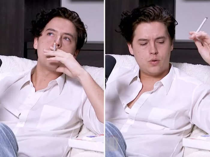 'Riverdale' star Cole Sprouse pretentiously puffed on a cigarette during a podcast taping and now it's become a meme