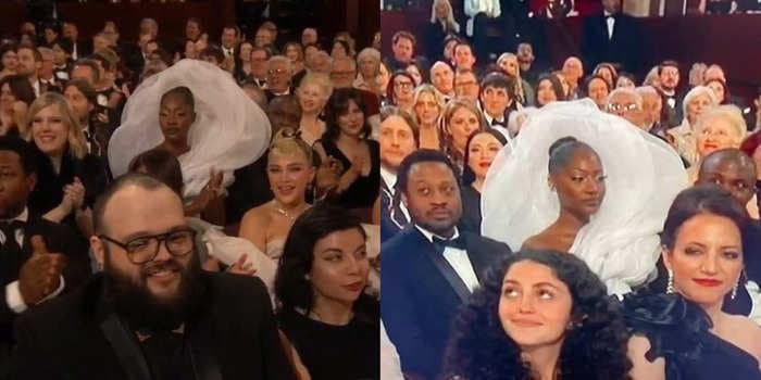 Oscar-nominated songwriter Tems goes viral after blocking the audience's view at the Academy Awards with her huge gown