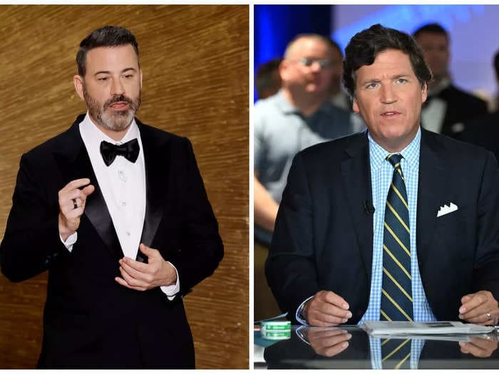 Jimmy Kimmel mocked Tucker Carlson during Oscars, saying good editing can turn even hours of insurrection footage into 'respectful sightseeing tour of the Capitol'