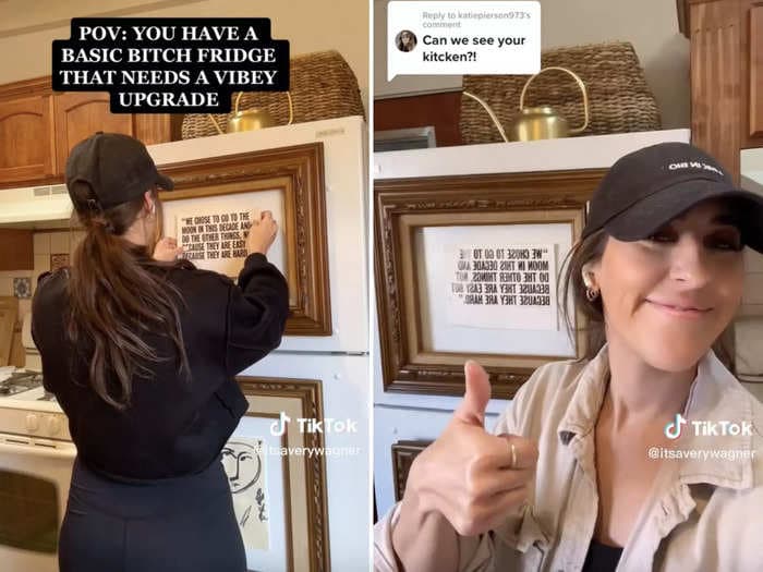 A TikToker's design hack to make her refrigerator look more 'vibey' using antique picture frames hugely backfired, resulting in a flood of hate