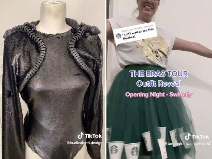 TikTokers are spending days on stunning hand-made Taylor Swift 'Eras' concert outfits, from bejeweled floral dresses to a 3D printed snake jacket