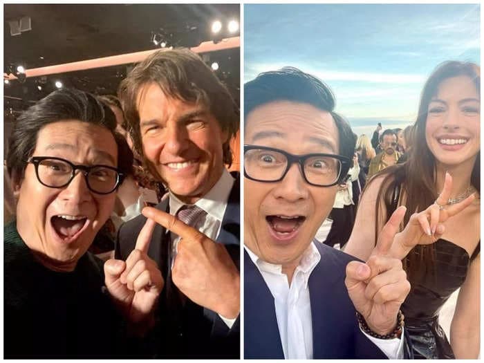 Ke Huy Quan can't stop posting heartwarming selfies with other celebrities like Tom Cruise and Anne Hathaway, and fans are loving it