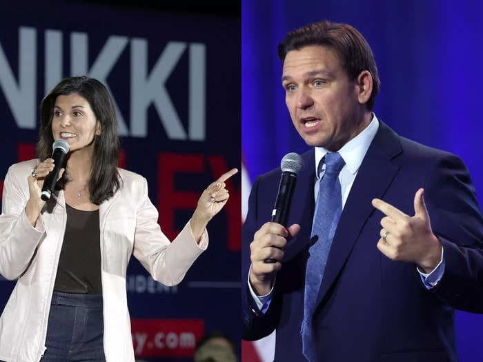 GOP presidential candidate Nikki Haley appeared to shade Ron DeSantis, referencing his comments on the Ukraine war and calling it 'weakness'