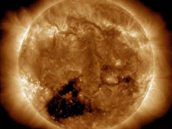 A 'hole' 30 times Earth's size has spread across the sun, blasting solar winds that'll hit our planet by end of this week