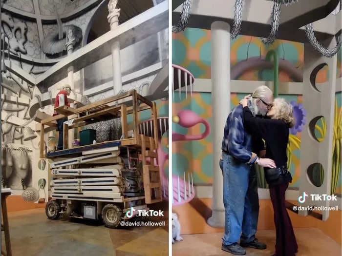 An artist with aphasia spent thousands of hours creating an eye-popping 3D optical illusion mural &mdash; and his daughter is trying to make him TikTok-famous
