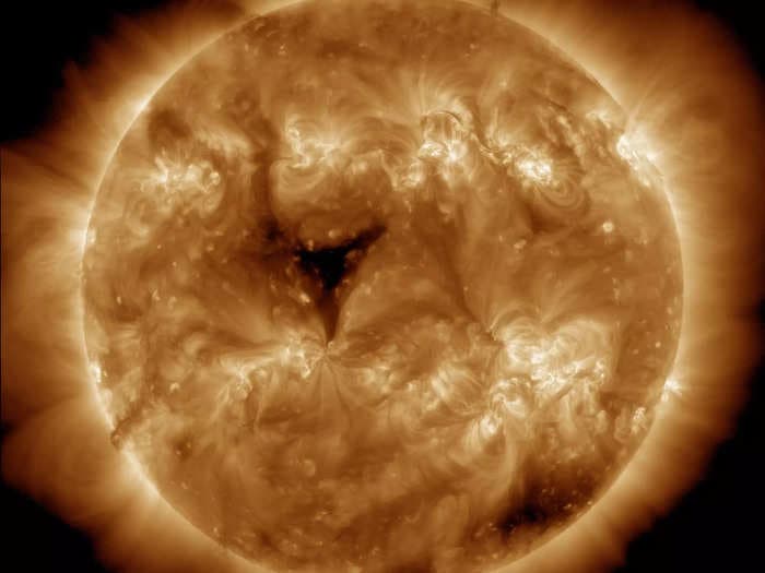 A second giant 'hole' has appeared on the sun, and it could send 1.8 million mph solar winds towards Earth