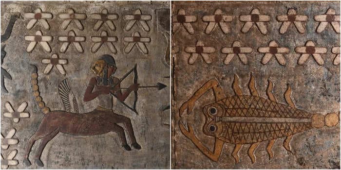 Ancient Egyptian zodiac symbols were found in a temple after archaeologists cleared away 2,000 years' worth of grime