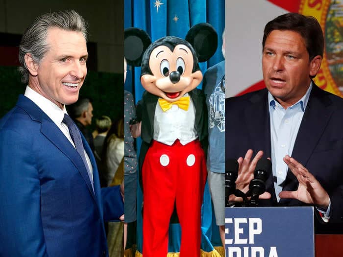 Gavin Newsom heckles Ron DeSantis over latest Disney power struggle, on the Florida governor's home turf