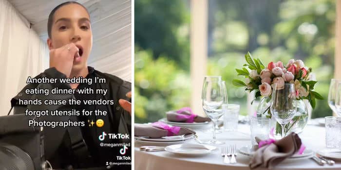 A wedding photographer shocked viewers saying she's eaten meals with her hands or on the floor as couples forget utensils and tables for workers