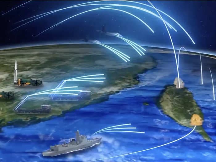 The Chinese military posted an animated video simulating how China's forces would attack Taiwan if war breaks out