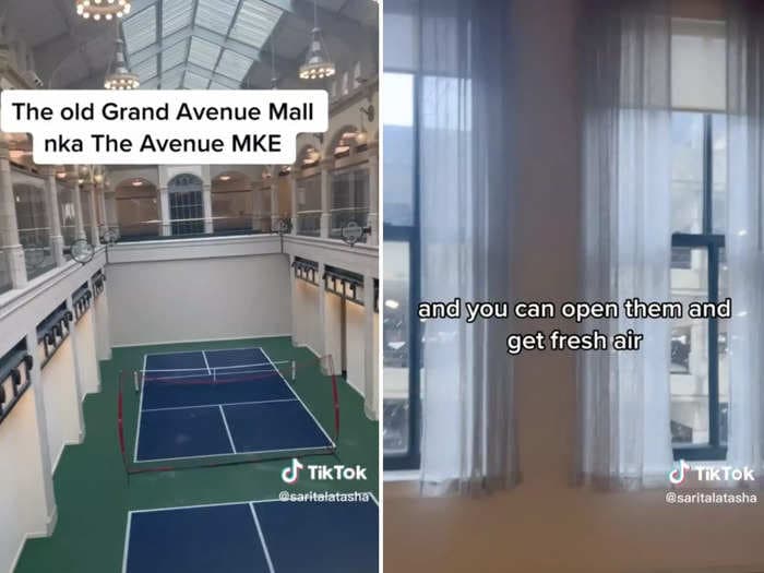 A historic Milwaukee mall that's been converted into apartments &mdash; complete with pickleball courts, a doggy fitness center, and food hall &mdash; has transfixed TikTok