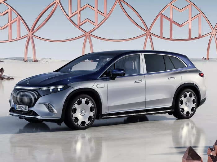 Mercedes' first electric Maybach is an utterly excessive SUV with silver champagne flutes, a fridge, and calf massagers