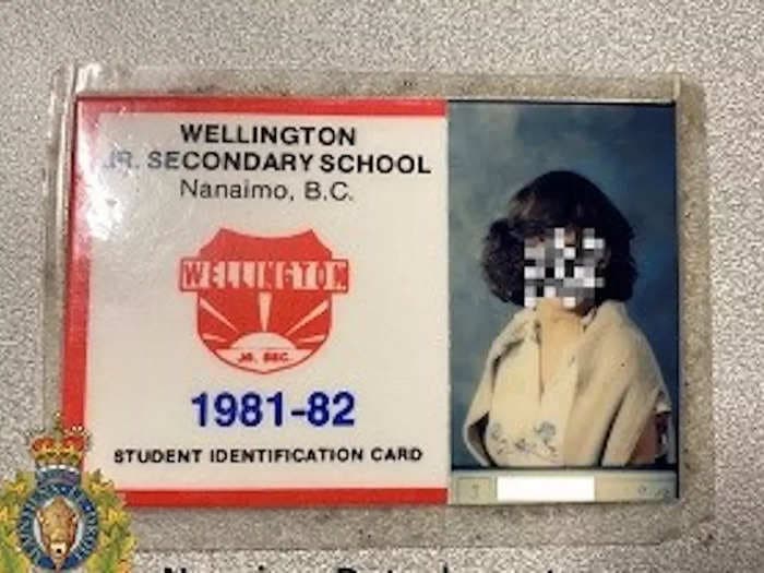 A Canadian woman was reunited with her long-lost junior high ID after 40 years when it was found inside an 'old and crumbly purse' buried in man's yard, police say