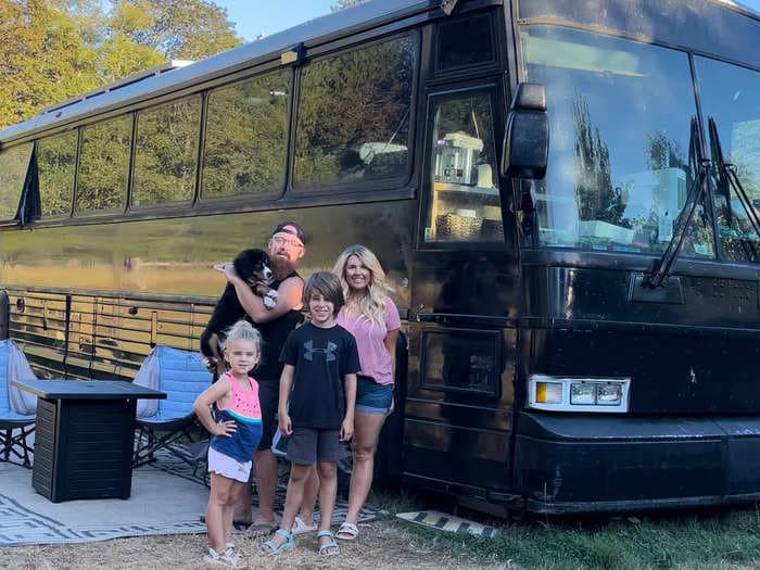 A family of 4 living in a solar-powered Greyhound bus share what a typical day looks like on the road