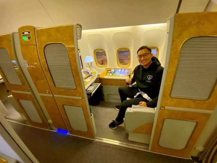 I spent $7,000 on a first-class Emirates flight from Dubai to Korea and was pampered with an airport chauffeur, a lie-flat bed, and an in-flight shower