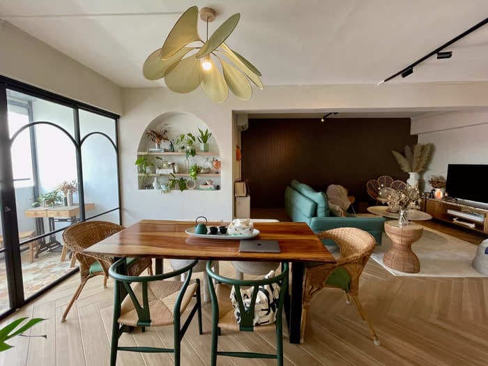 A millennial couple in Singapore bought a 3-bedroom public housing apartment for $450,000. They turned it into an airy, farmhouse-style home with Japanese influences &mdash; see inside.