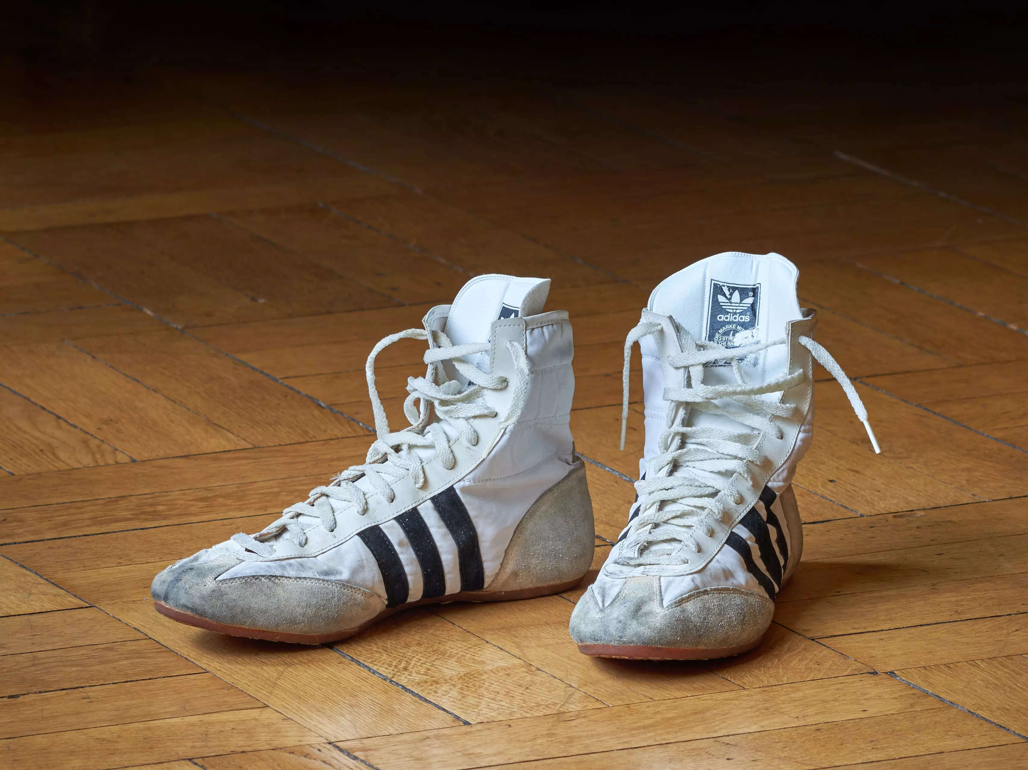 Freddie Mercury's worn Adidas high-top sneakers, 1980s