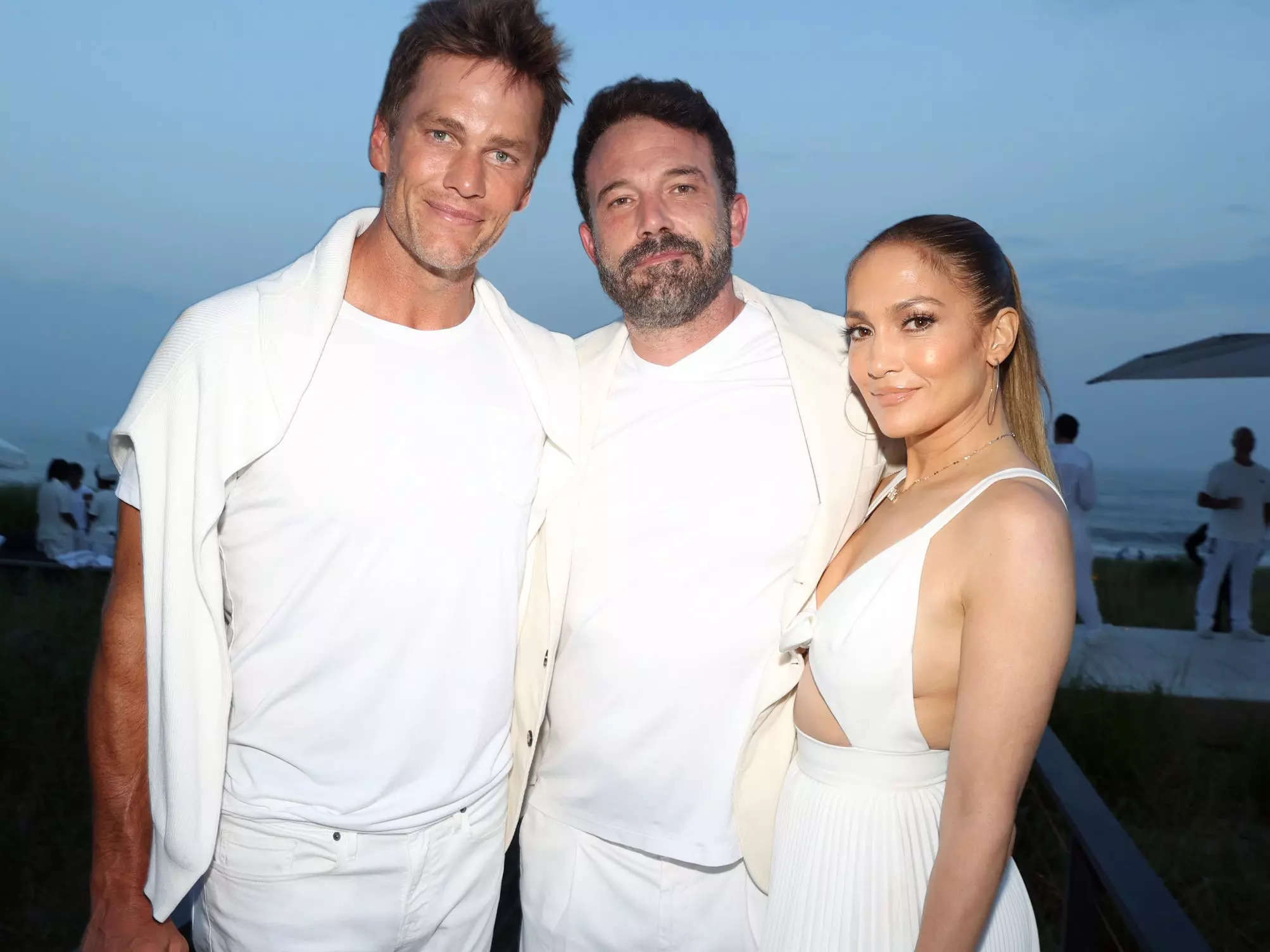 Tom Brady attends 'All White Party' hosted by billionaire Michael Rubin.