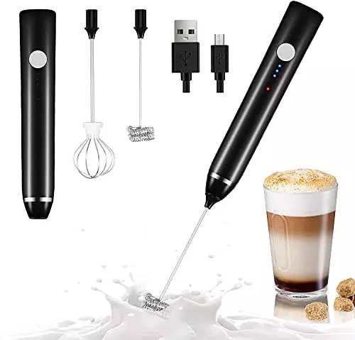 PowerLix Handheld Electric Milk Frother with Stainless Steel Stand, Battery  Operated Electric Whisk Foam Maker for Coffee, Latte, Cappuccino, Hot  Chocolate and Frothy Delights - Black 