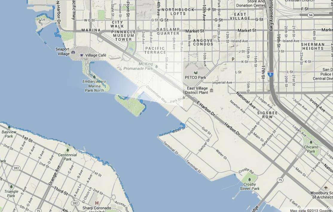 Heres A Map Of The San Diego Convention Center In 100 Years If Sea Level Rises By 5 Feet  