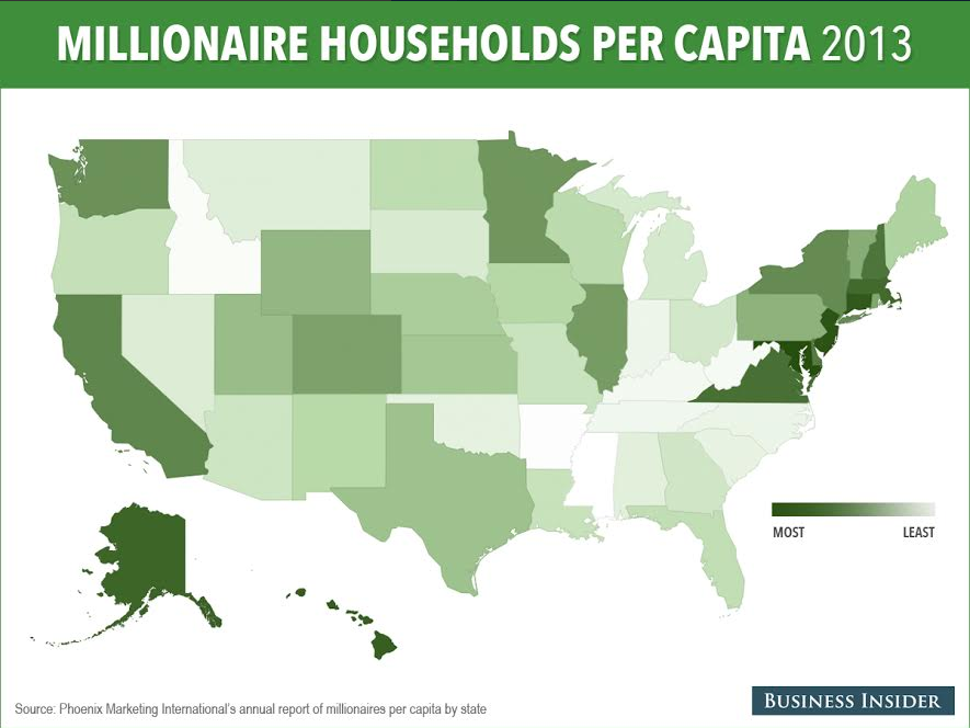 Map Here S Which States Have The Most Millionaires Per Capita Vrogue 9907