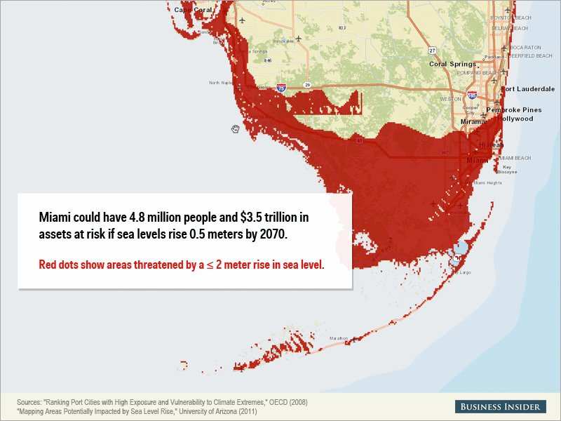 This Map Shows How Screwed Miami Is If Sea Levels Keep Rising ...