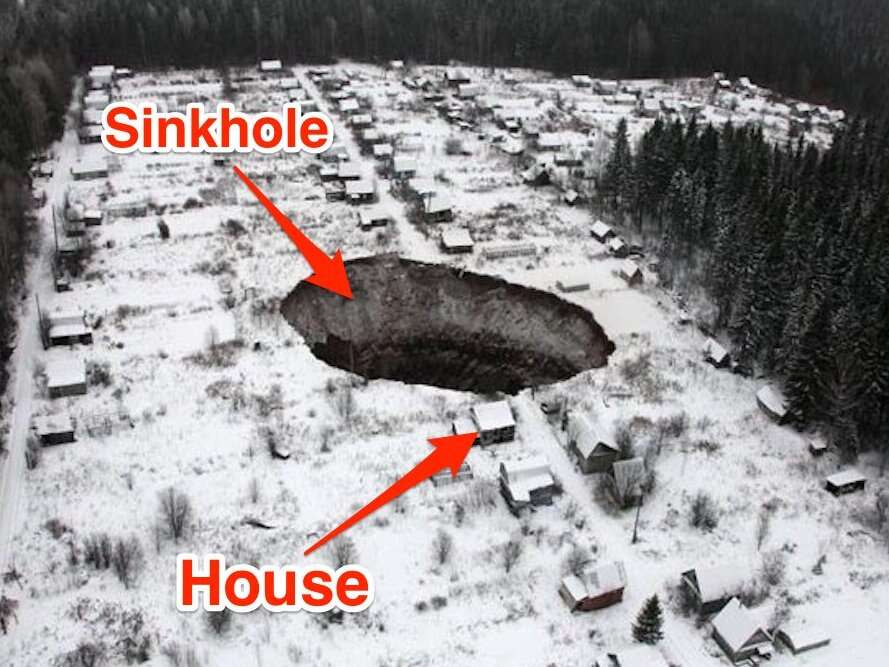 Giant Sinkhole Appears In Russia, Possibly Swallowing Homes | Business ...