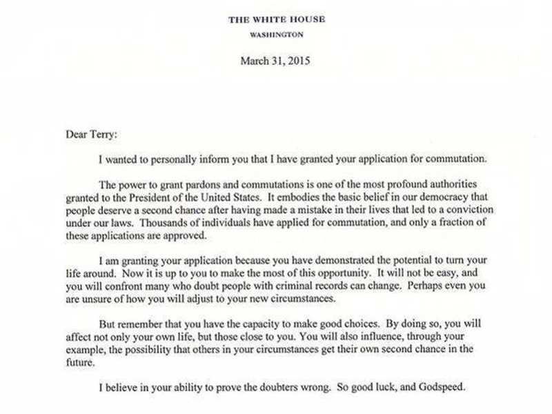 Here's the letter that President Obama sent to a prisoner he exonerated ...