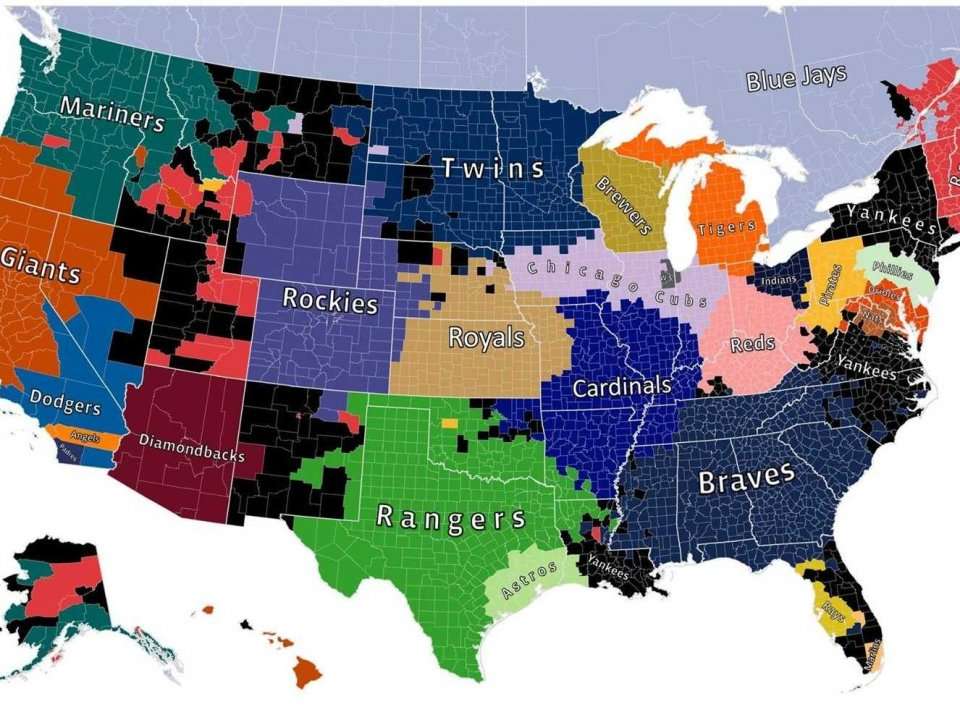 The Most Popular MLB Team by US County, State