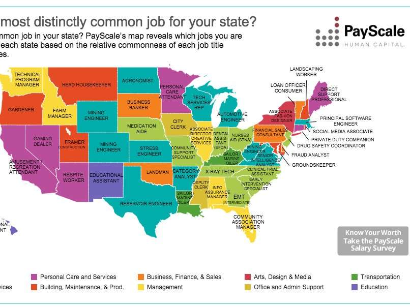 This map of jobs you're most likely to find in each state shows how ...