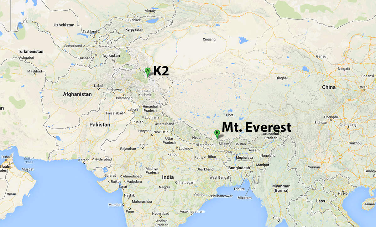 Где находится 2. Гора Чогори на карте. Гора Чогори на карте мира. Гора к2 на карте мира. К2 Чогори на карте.
