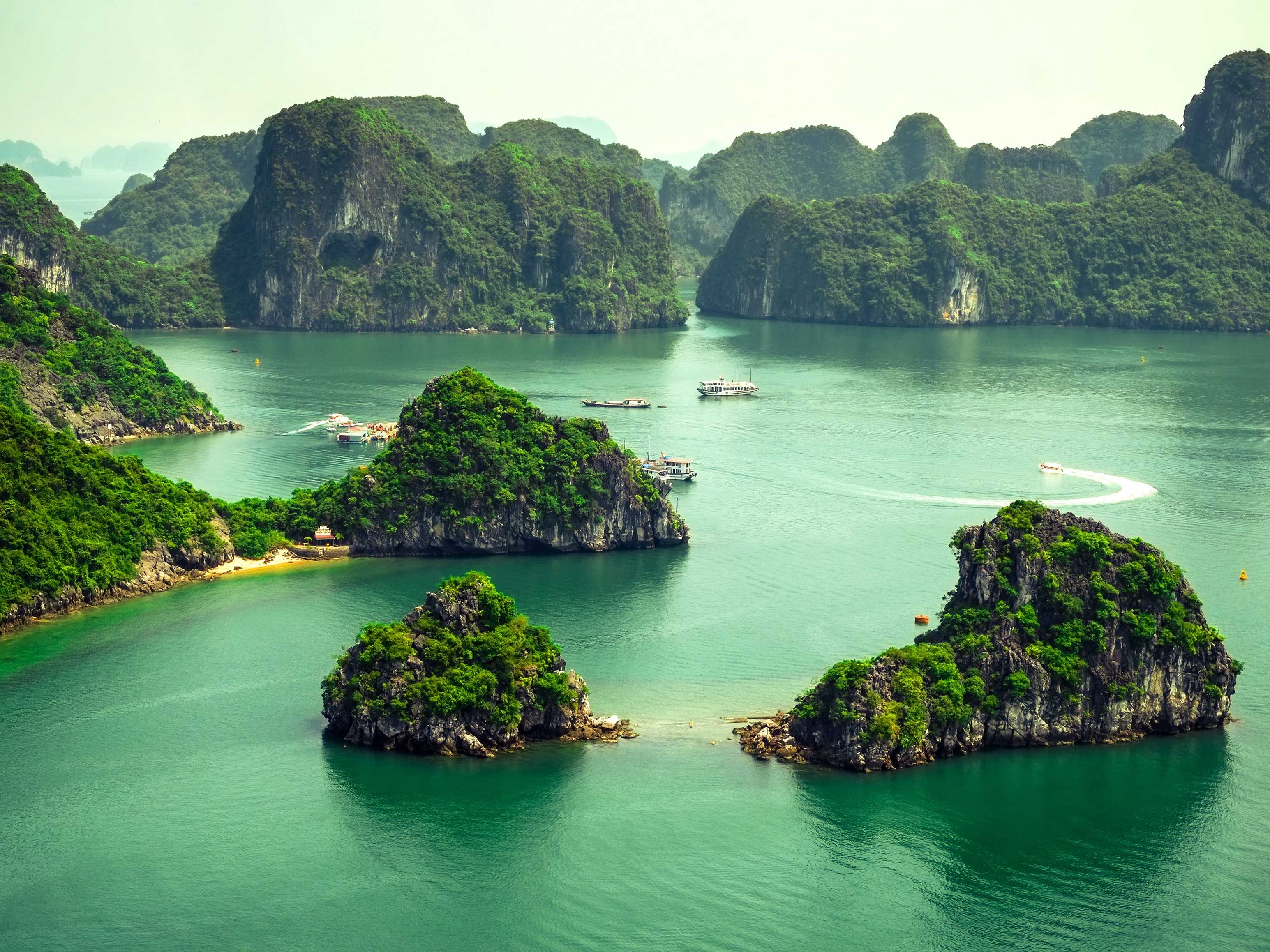 Ha Long Bay, in the Gulf of Tonkin off the coast of Northern Vietnam ...