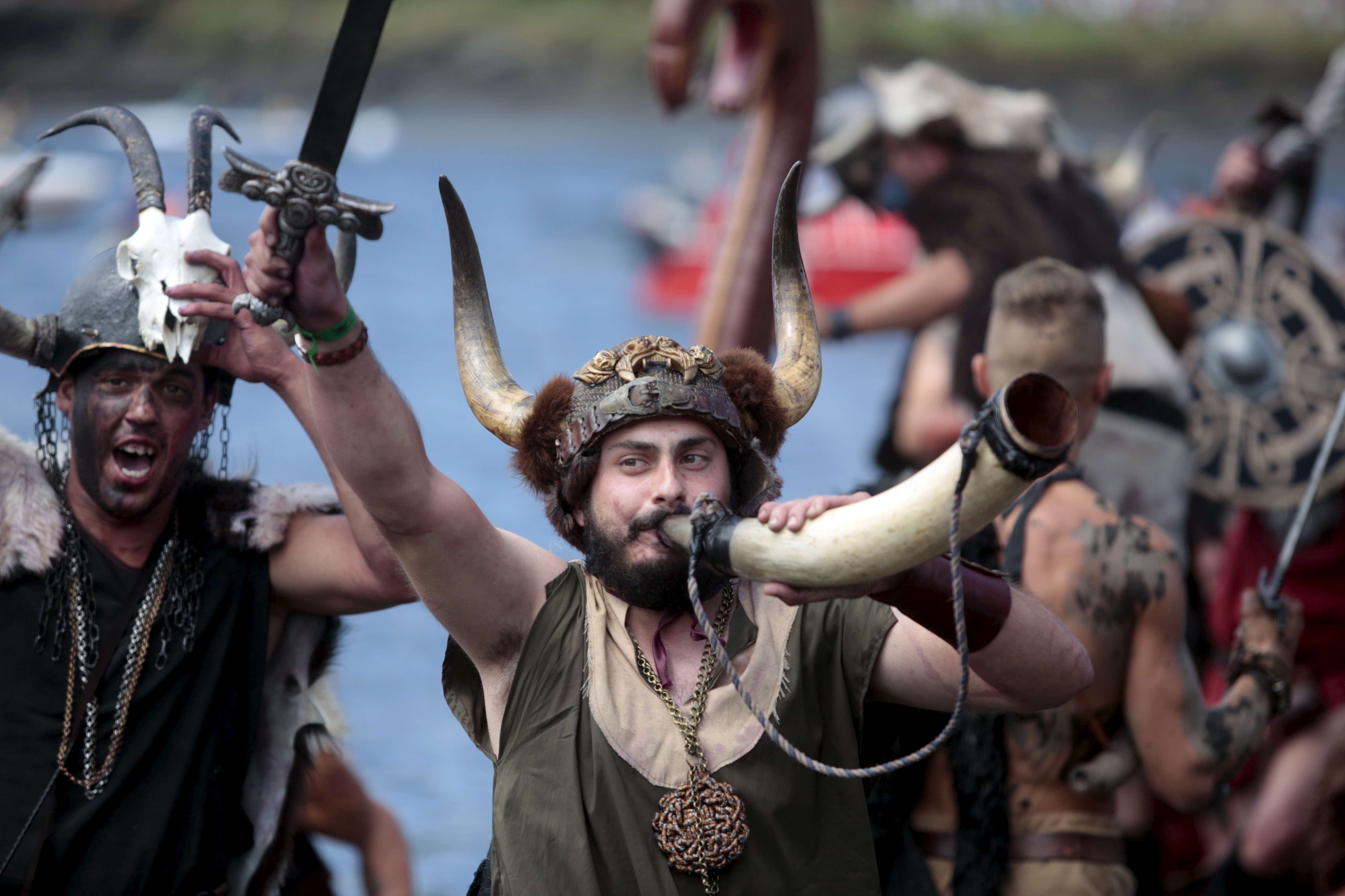 Revelers get down and dirty at Viking Festival in Spain