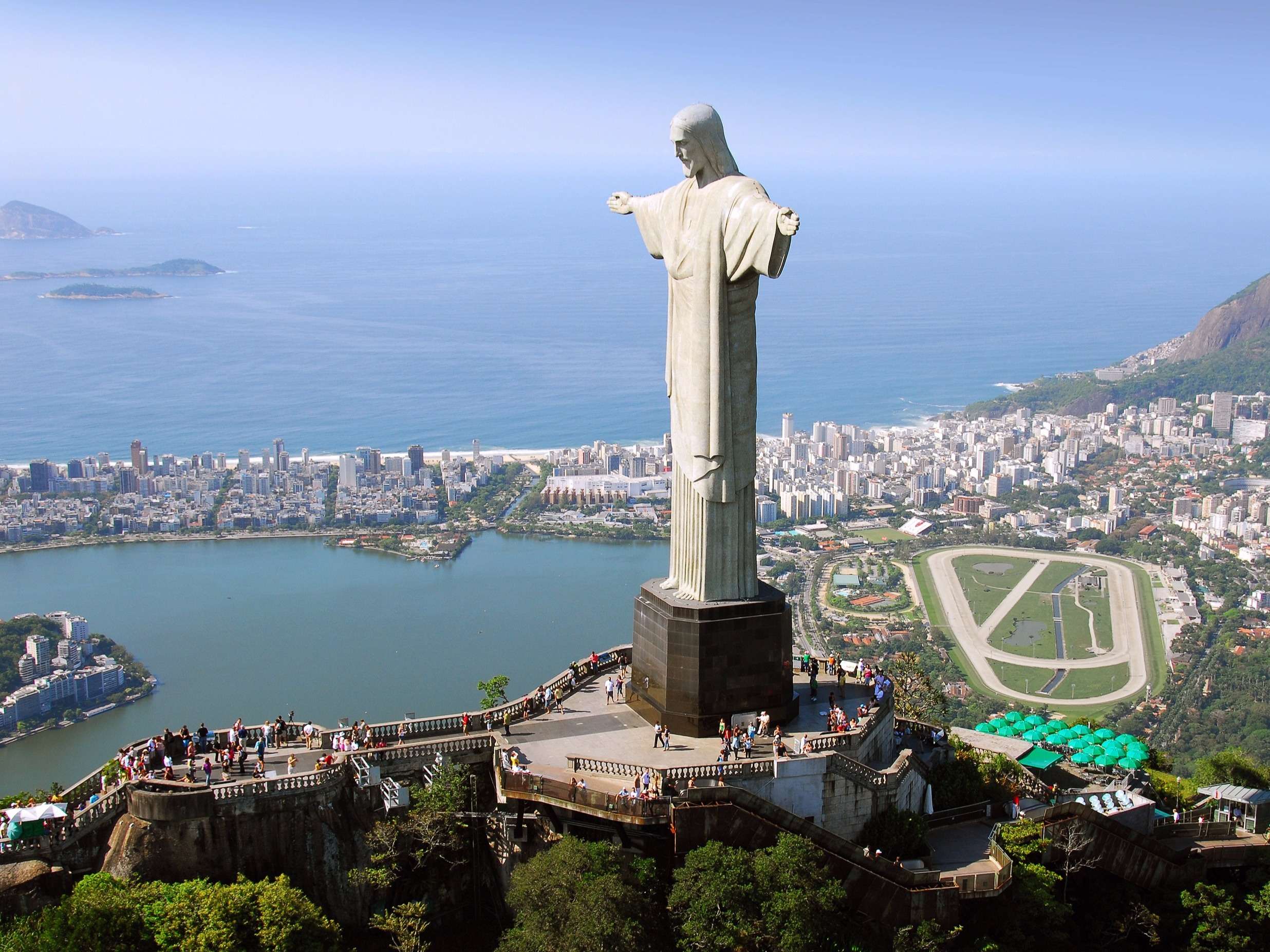 The Christ the Redeemer statue, located in Rio de Janeiro, Brazil 