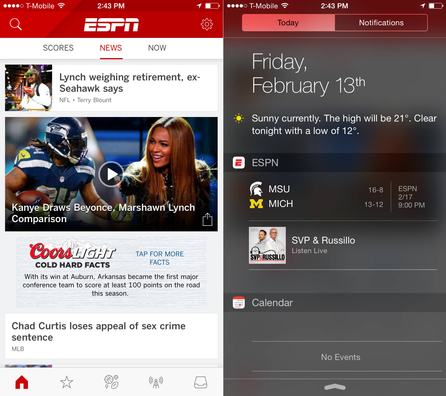 espn widget ios 16