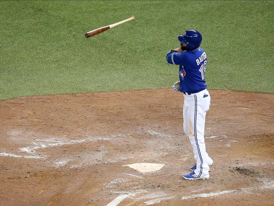 Jose Bautista #11 - Game Used White Pinstripe Home Jersey and Hat Set -  Bautista Hits Walk-Off Grand Slam - First Major League Walk-Off Home Run -  Mets vs. Rays - 7/6/18