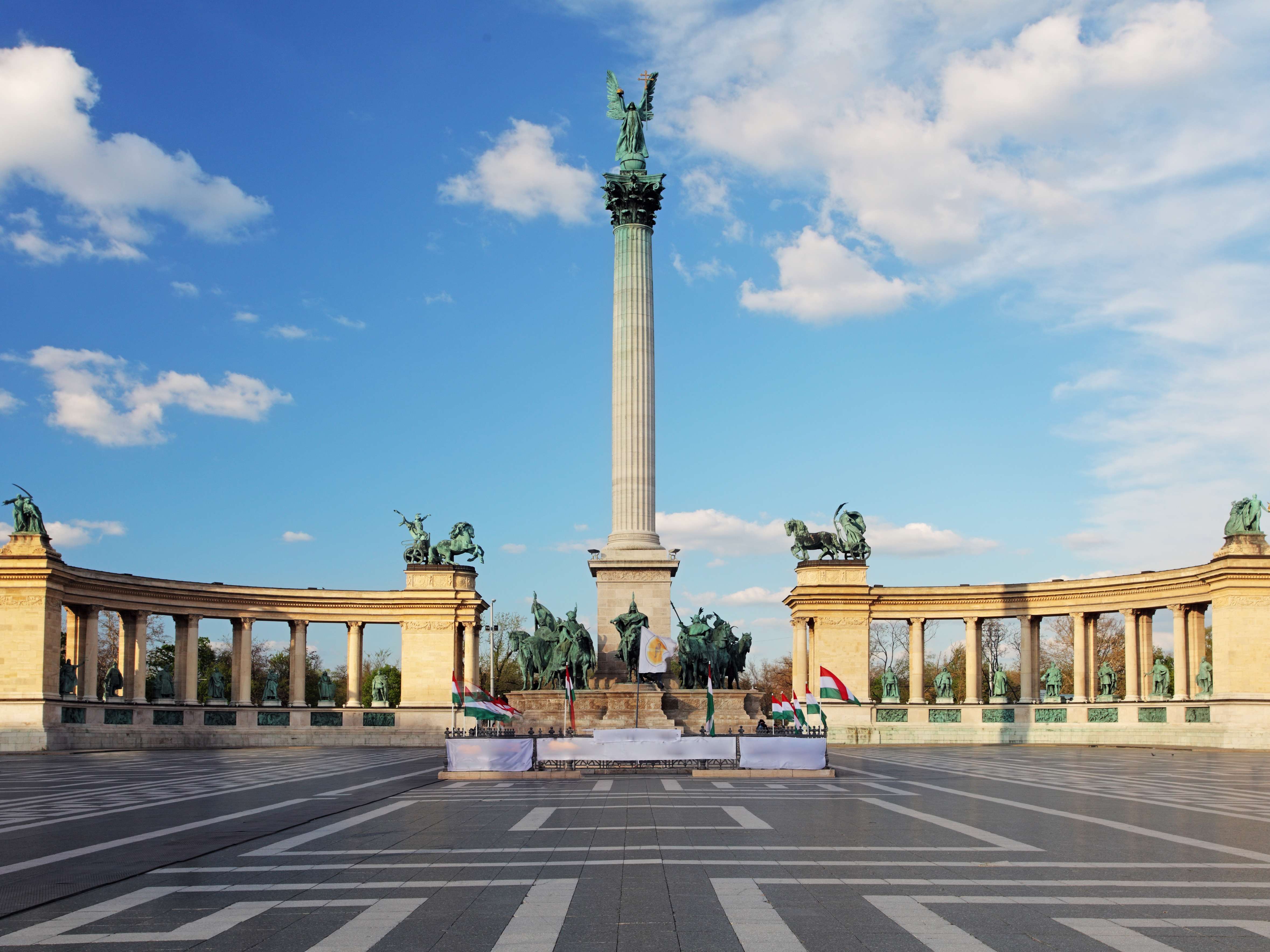 Heroes' Square is the largest square in Budapest. At its center is the ...