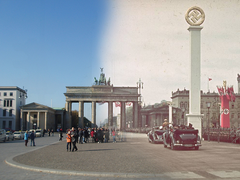 These haunting photos combine images of Berlin from World War II with