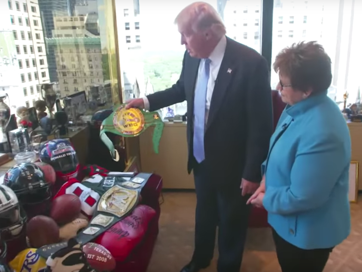 Trump has a lot of sports memorabilia in his office, including Mike ...