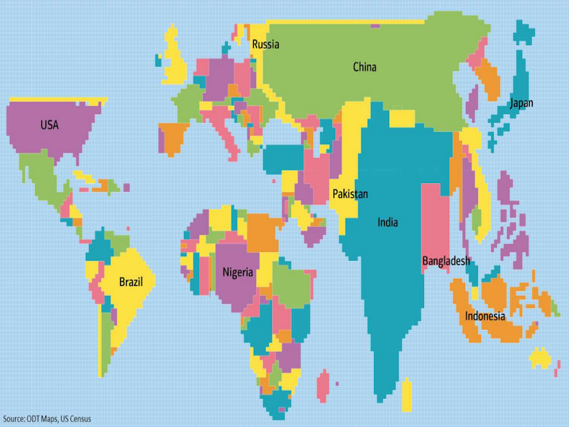 Here's what the world would look like if countries were scaled based on ...