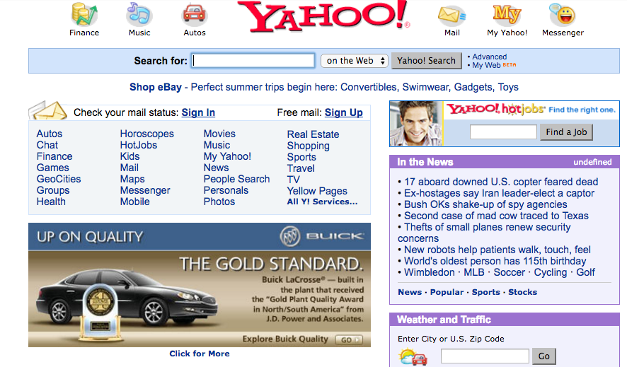 Yahoo! Homepage in 2005, Yahoo