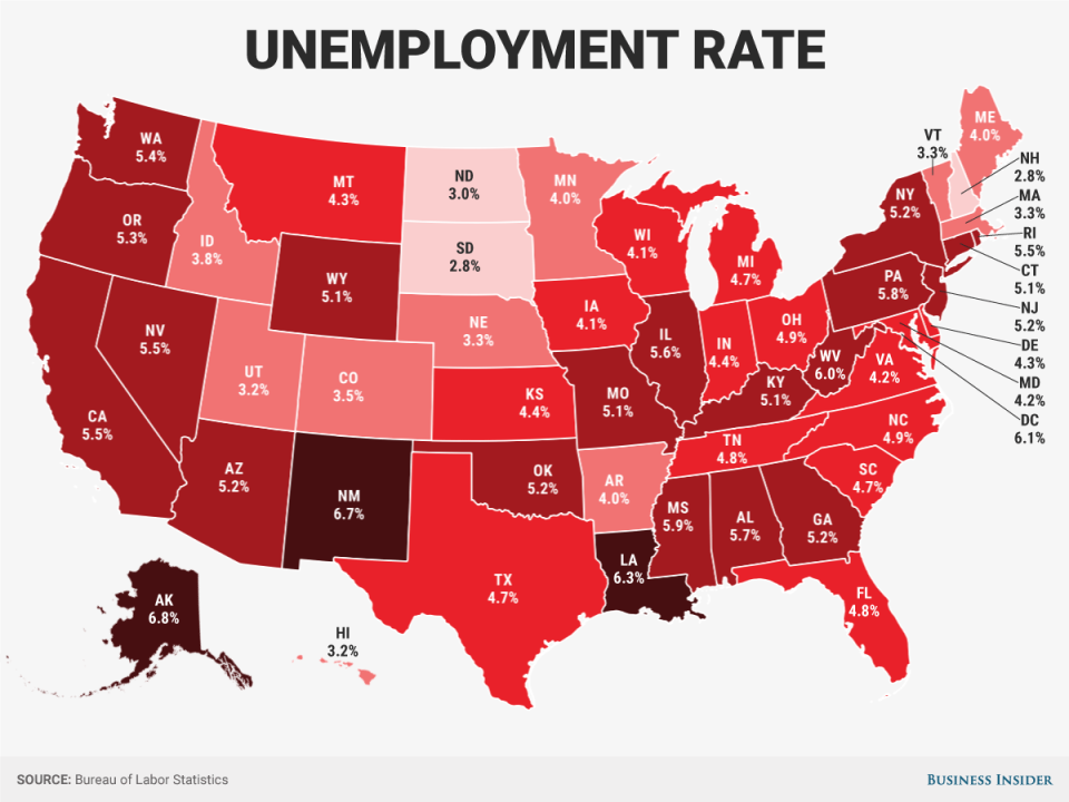 Here's every US state's October unemployment rate | Business Insider India