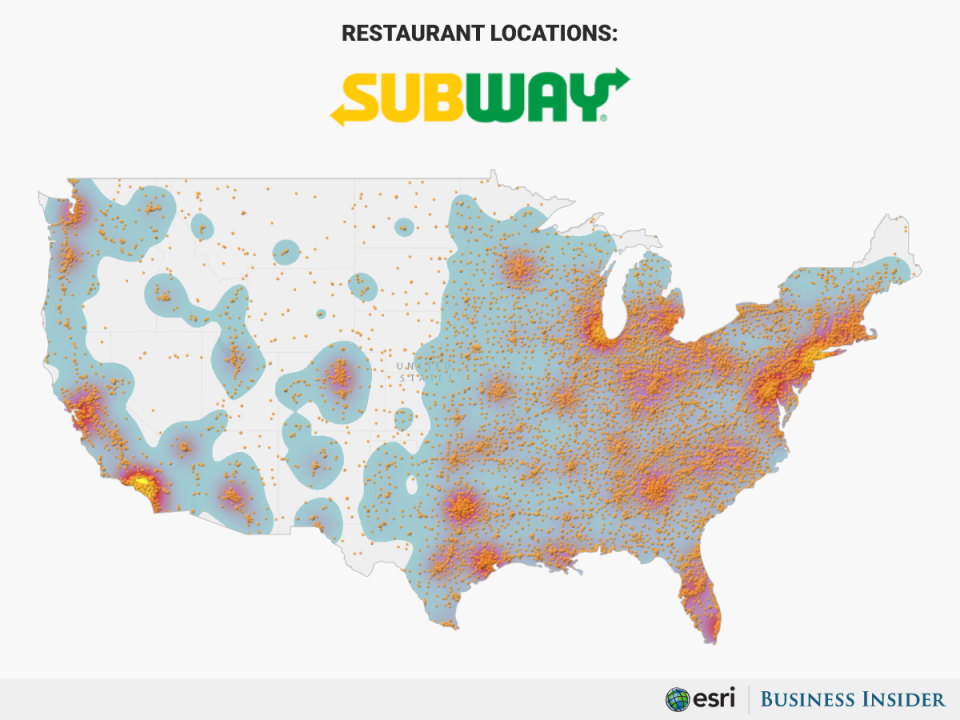 These maps show how 15 fast food chains dominate in America | Business