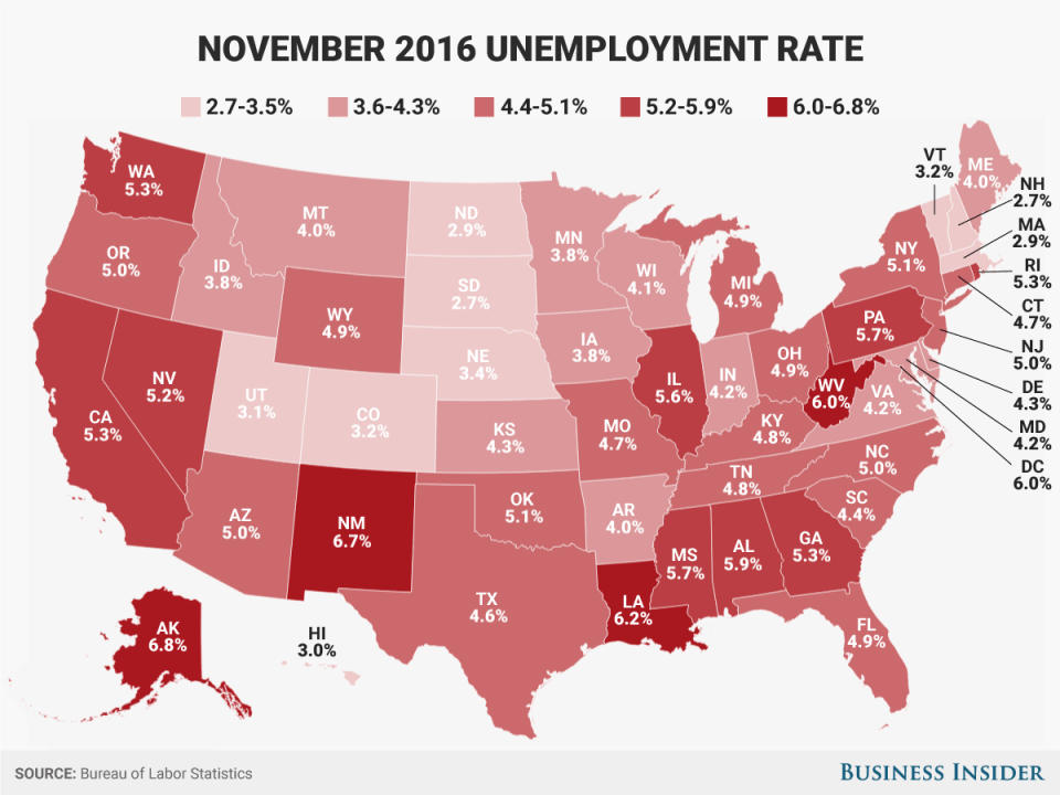 Here's every US state's November unemployment rate Business Insider India