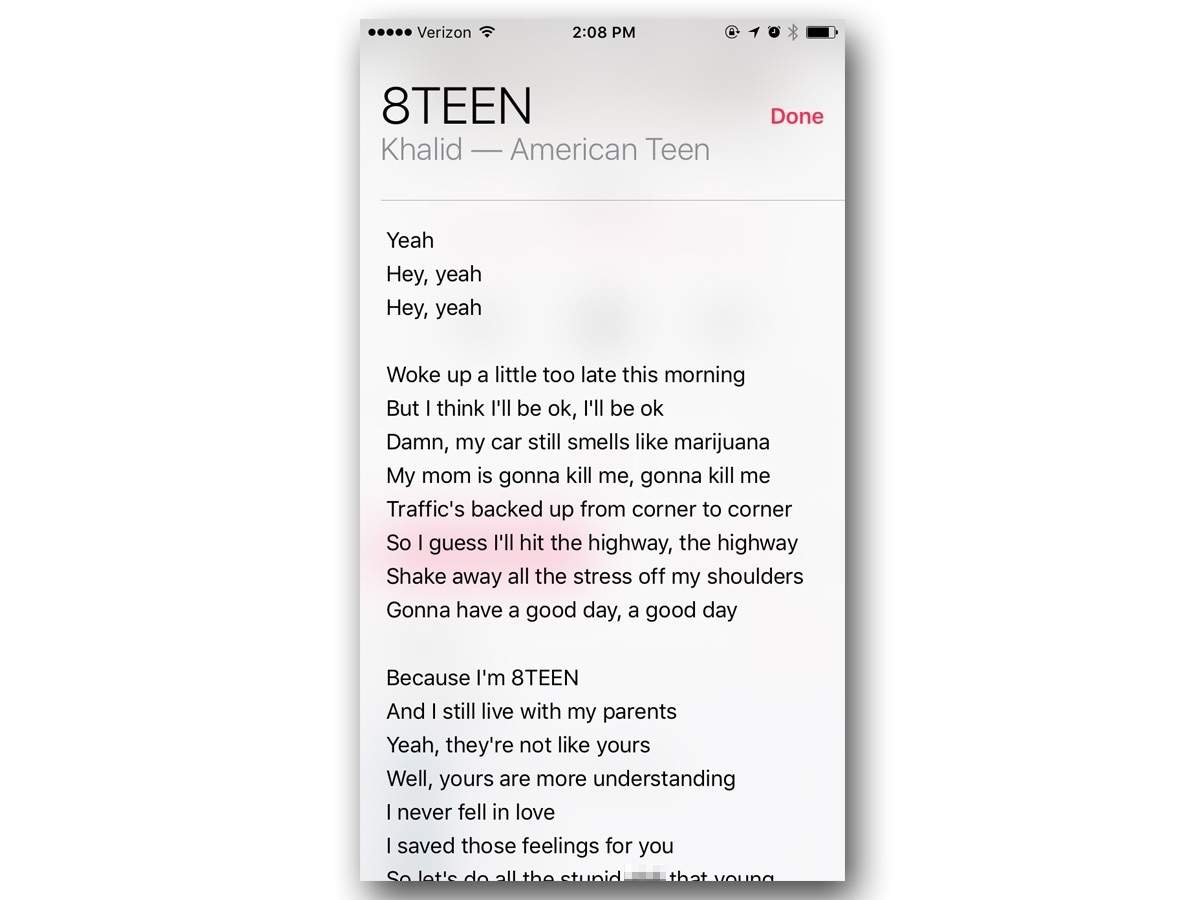 Apple Music will display the full lyrics to the song so you can sing