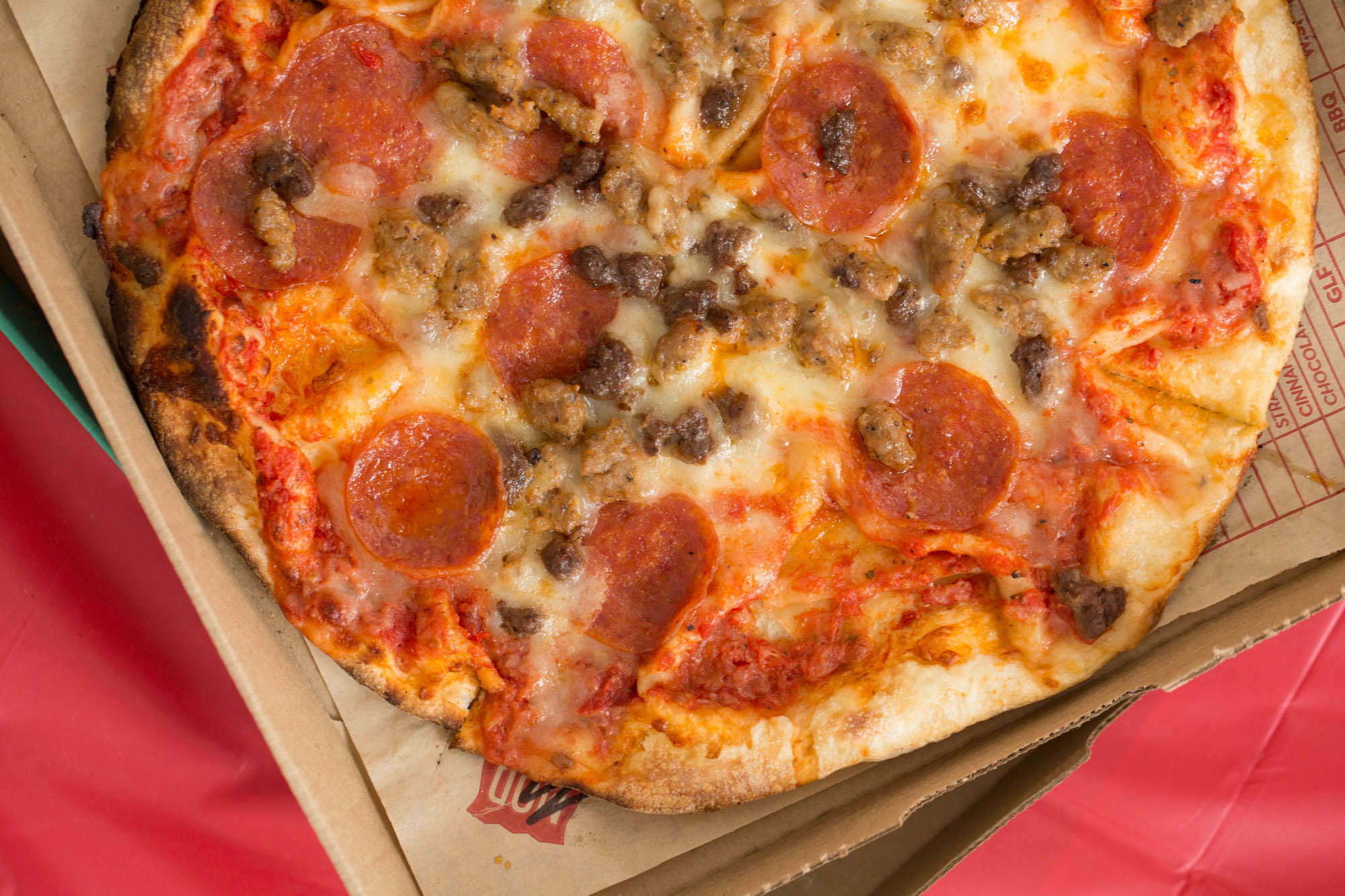 MOD Pizza's "mad dog" comes with pepperoni, ground beef, and a mild sausage. The toppings