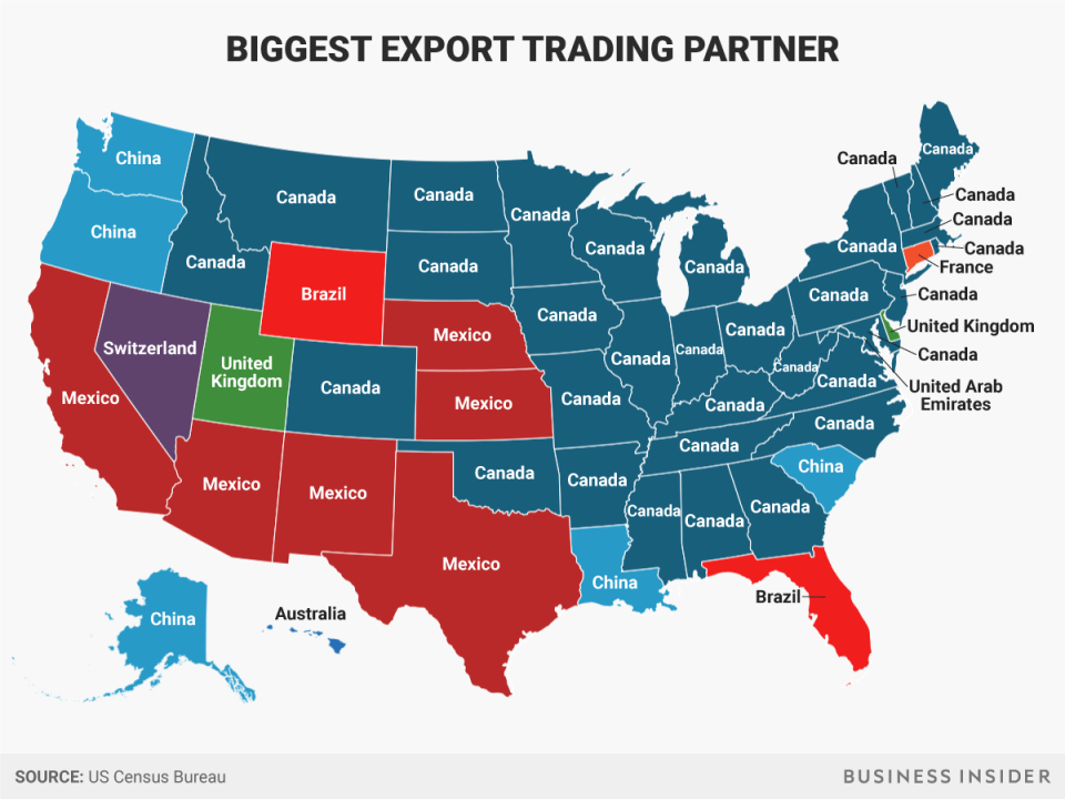 Every Us States Most Important International Trading Partners Business Insider India 9188