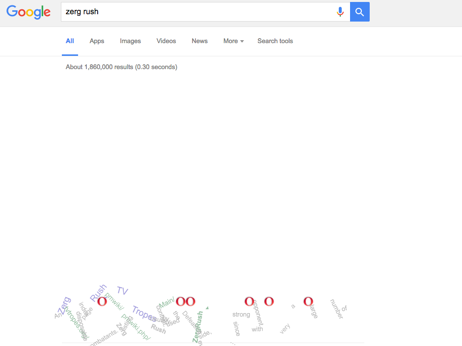 Zerg Rush' easter egg eats your Google search results